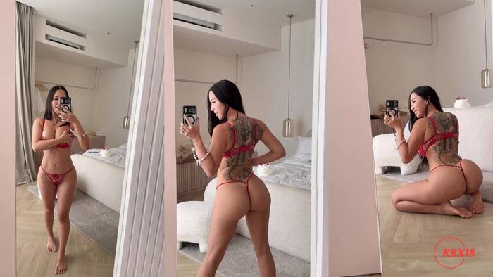 Kaia Kitsune Doing Sexy Poses In The Mirror