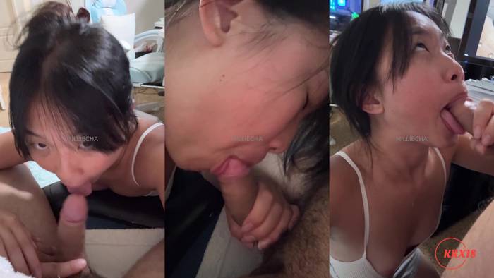 Milliecha Gives Sloppy Head Ending In Cum In Mouth