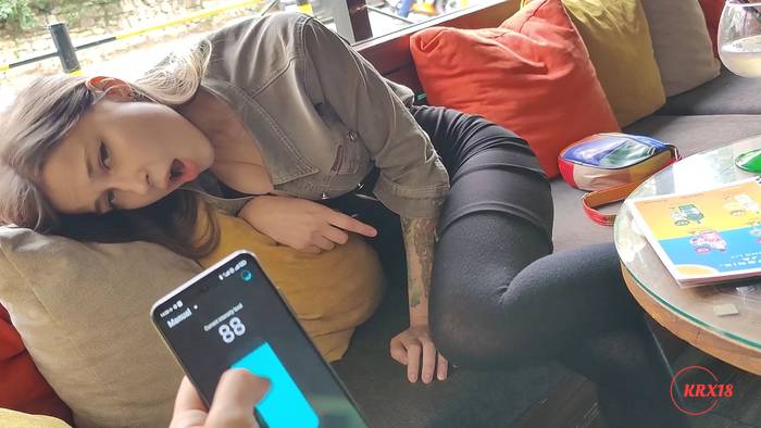 Remote Controlled Orgasm Of My Stepsister At The Bar
