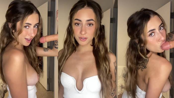 Jenawolfy Sucks A Wall Mounted Dildo With Tits Out